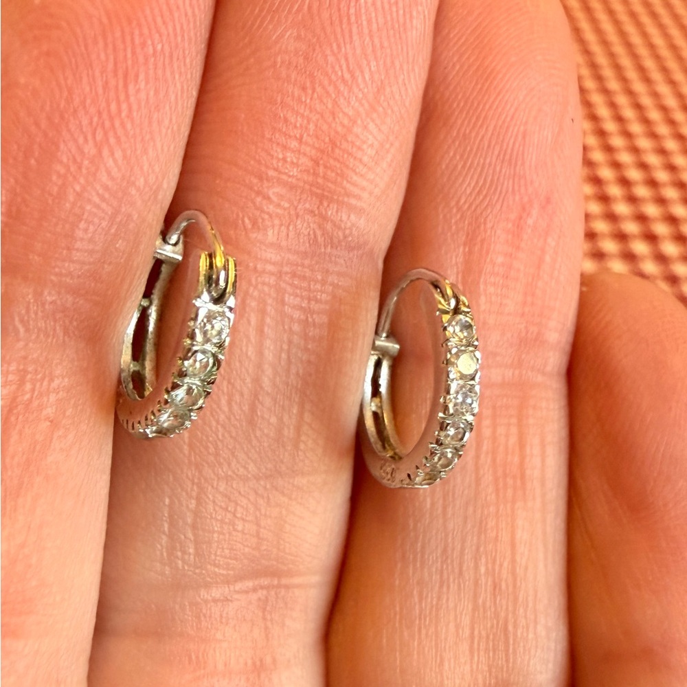 Silver & CZ Hoop Earrings